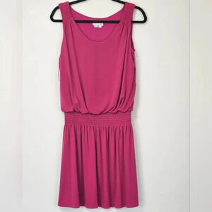 London‎ Times Women Fuchsia Smocked Waist Sleeveless Dress Size 8